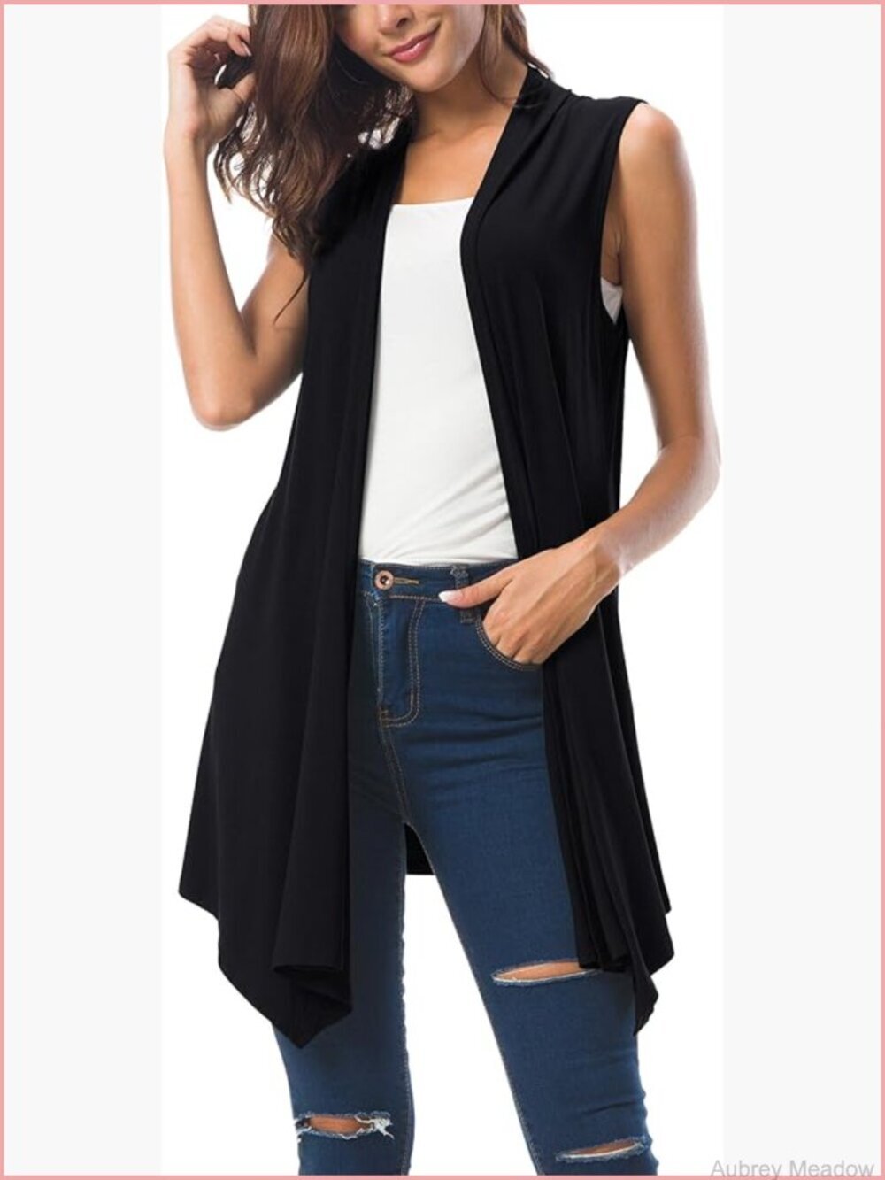 Sleeveless Open Front Cardigan Vest Lightweight Summer Layering Piece